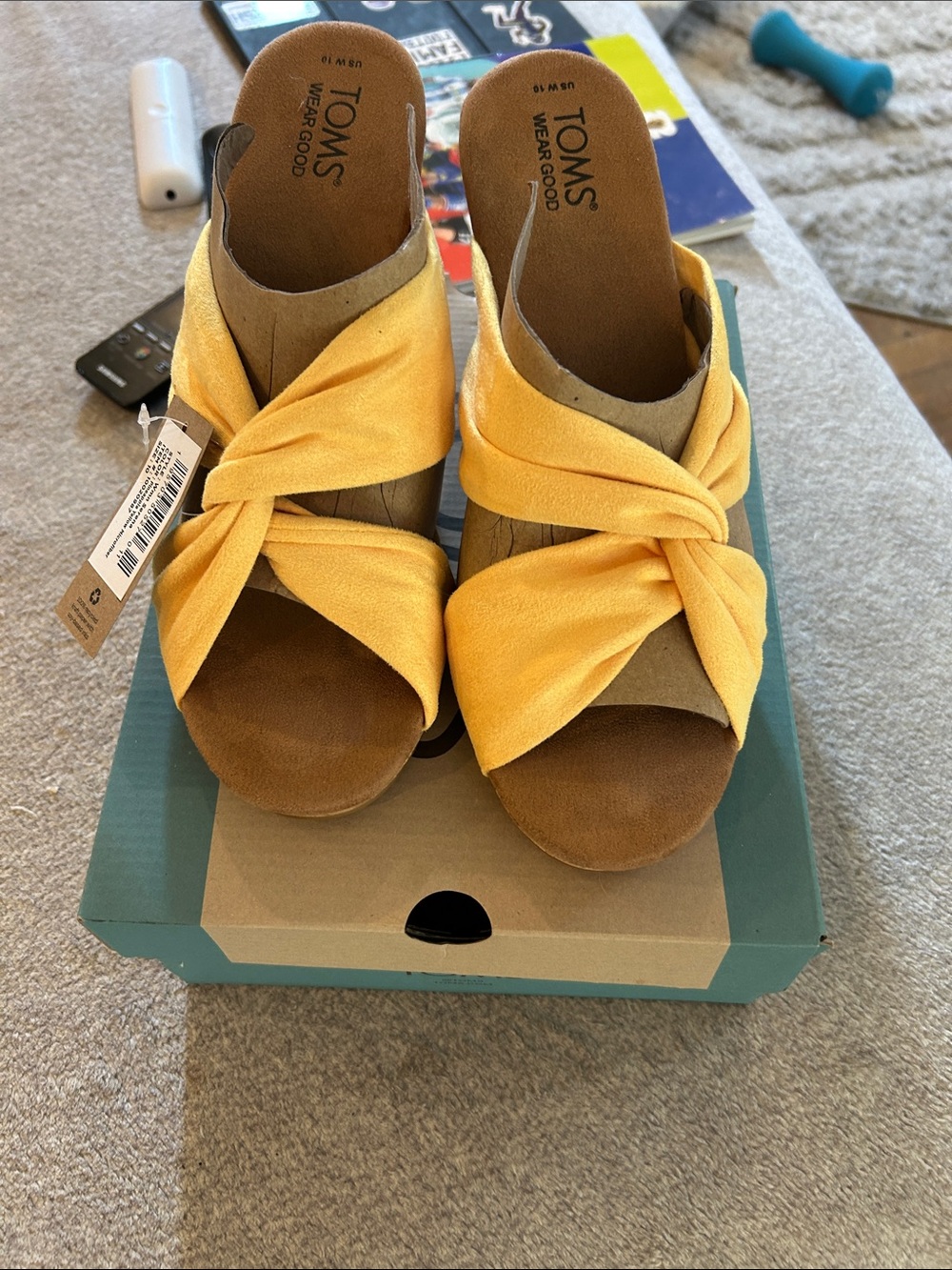 Toms Yellow Twist-Knot Slide Sandals